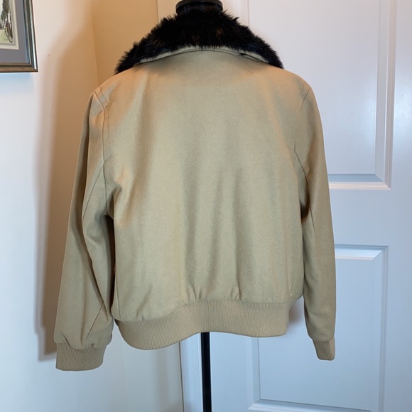 Banana Republic Italian Wool Blend Bomber Jacket w Removable Faux Fur Collar - Picture 4 of 9